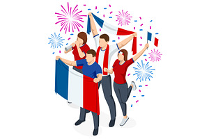 Isometric French football fans, a Sport Illustration by Golden Sikorka