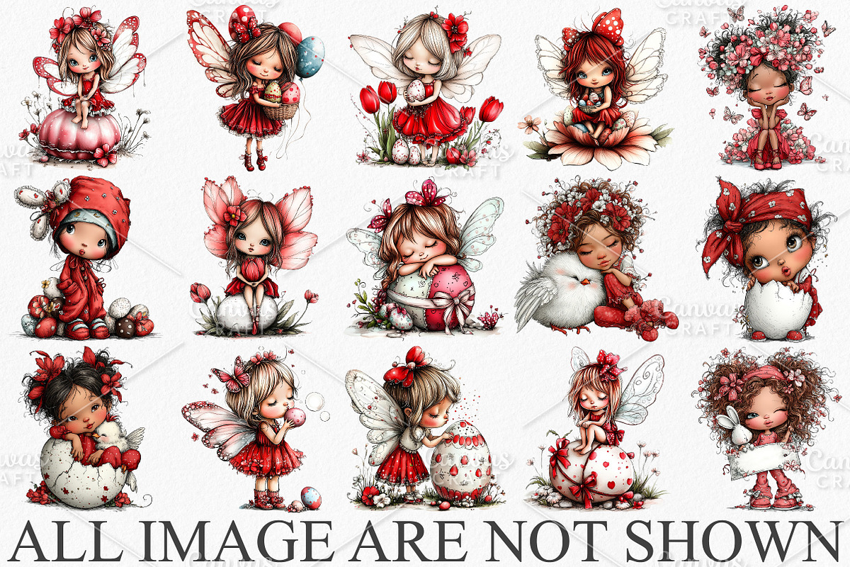 Whimsical Easter Fairy Clipart PNG, an Illustration by Canvas Craft (Photo 3 of 7)