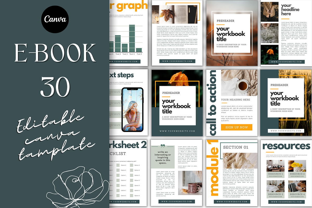 Editable Ebook Template for Canva, a Print Template by Sahara (Photo 1 of 2)