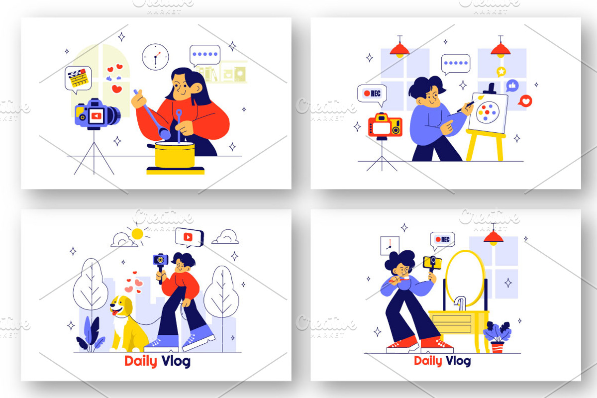 10 Daily Vlog Illustration, a Person Illustration by denayunebgt (Photo 3 of 4)