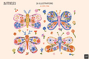 Floral Butterfly Clipart & Patterns, an Animal Illustration by avdnadi (Thumbnail 3 of 9)