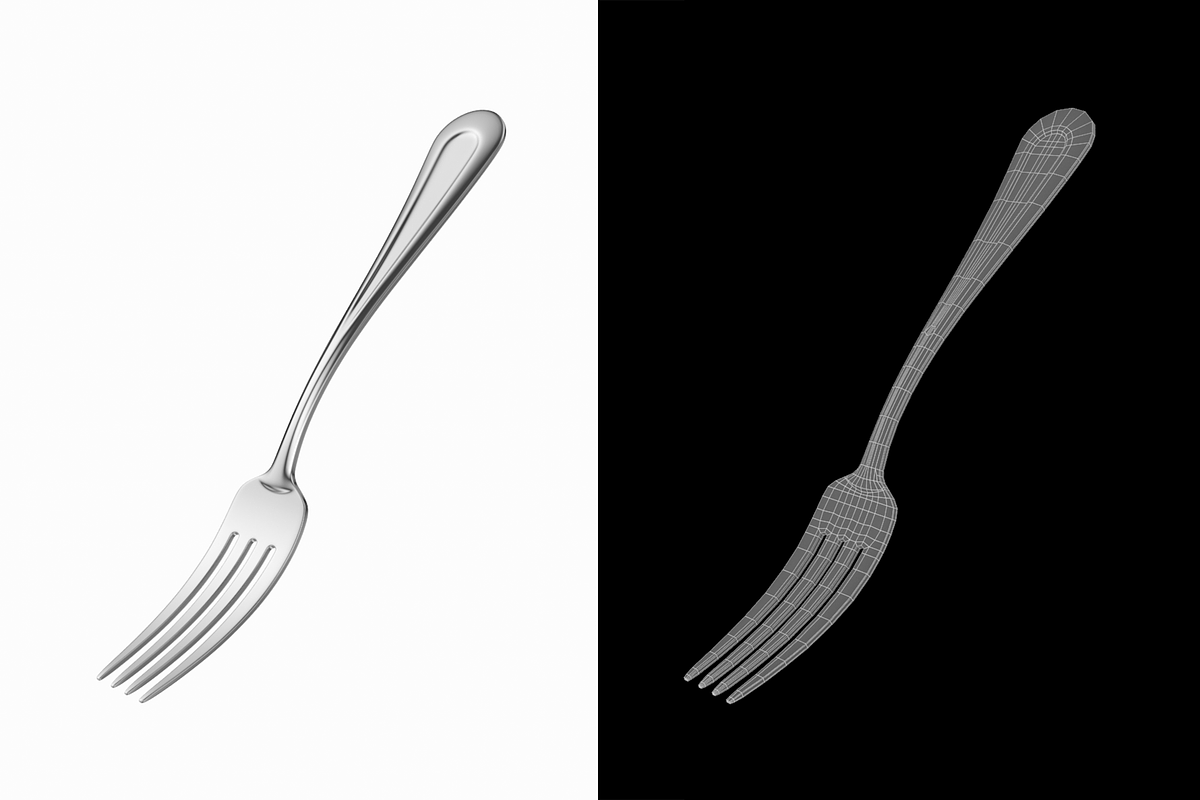 Dessert Fork 4 Tines Classic Cutlery, an Object 3D Model by VK Studio (Photo 3 of 8)