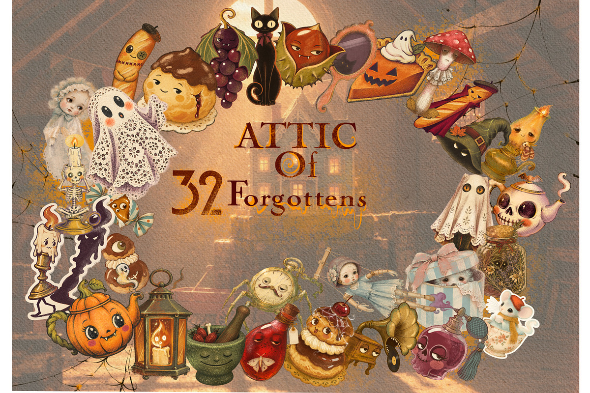 Autumn halloween stickers vintage, a Decorative Illustration by Edith’s World (Photo 1 of 7)