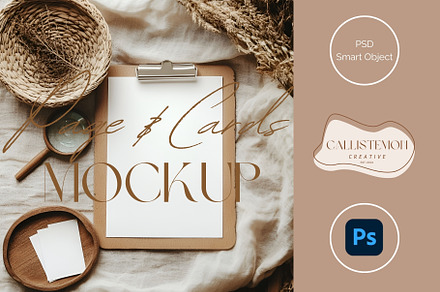 A4 Page & Flash Card Mockup PA-MO-01