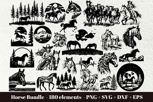 Horse SVG Bundle. Horse and girl, an Animal Illustration by DENIDigitalArtSudio