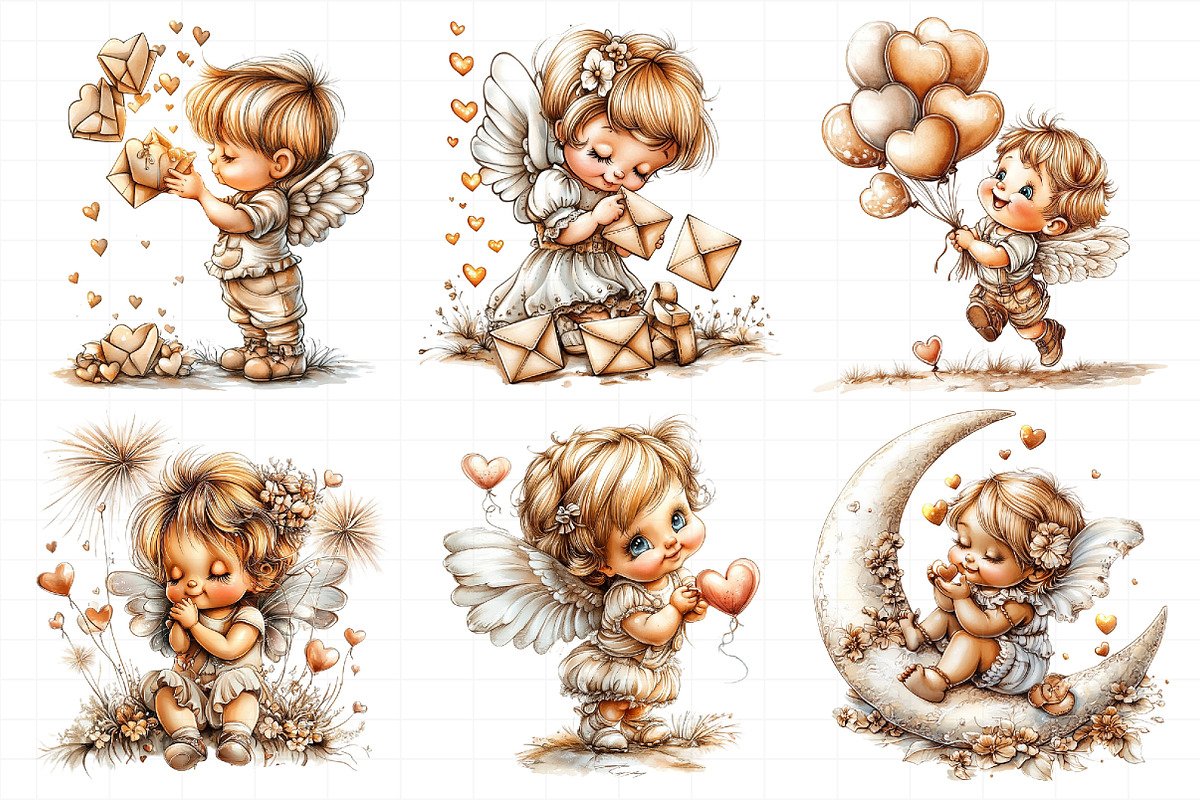 Whimsical Cupid With Hearts Clipart, an Illustration by Daily.Designs (Photo 8 of 8)