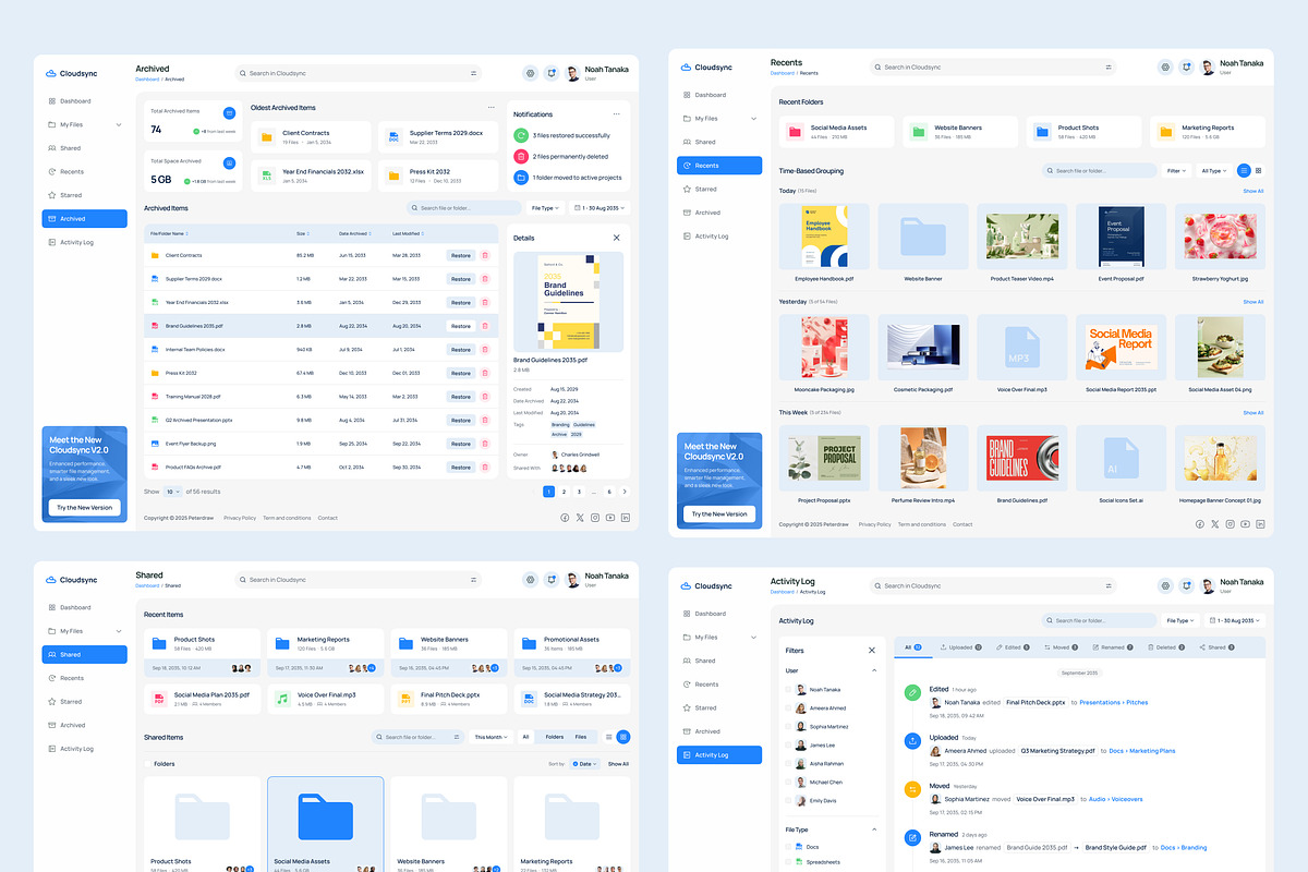 Cloud Storage Management Dashboard, an UI Kit Template by peterdraw (Photo 6 of 7)