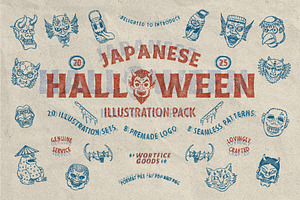Japanese Halloween Illustration Pack, a Branding & Logo Template by Wortfice
