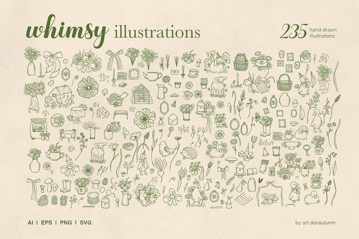 Whimsy Garden Cottagecore Set, a Seasonal Illustration by Art Dari Autumn (Photo 2 of 18)