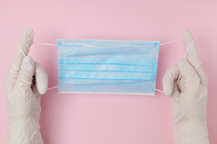 Upper view of hands in rubber gloves featuring gloves, medicine, and, an Abstract Photo by Alliance Images