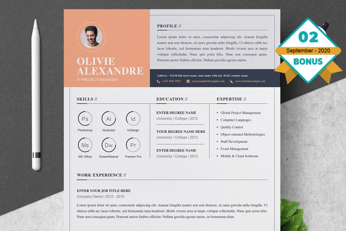 Resume/CV Bundle | 200+ for $29, a Resume Template by ResumeInventor (Photo 133 of 207)
