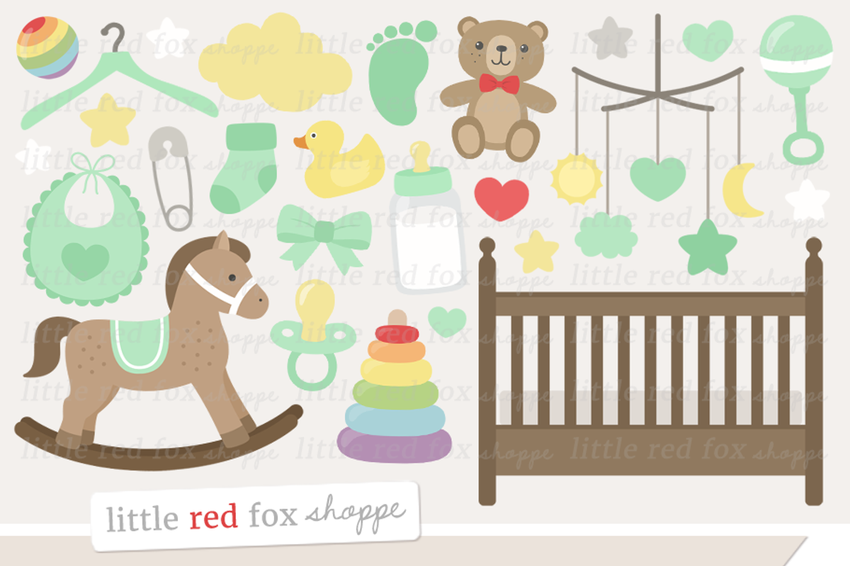 Baby Nursery Clipart, an Illustration by Little Red Fox Shoppe
