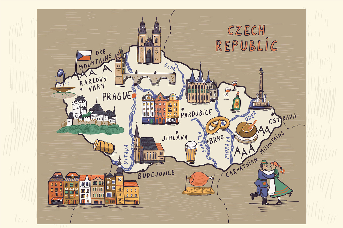 Czech Republic Map, an Illustration by GooseFrol (Photo 1 of 9)