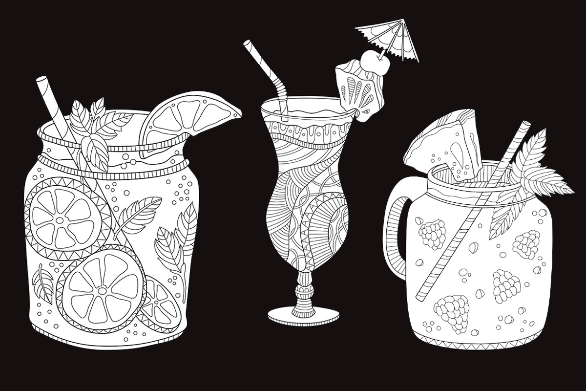 Drinks coloring pages, a Food Illustration by LidiaP (Photo 3 of 3)
