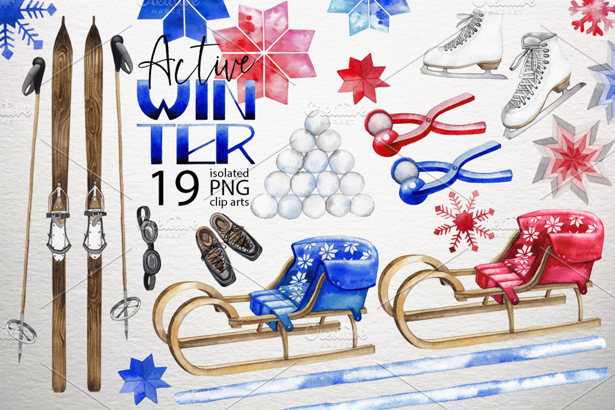 Watercolor winter colletion, a Decorative Illustration by Ekaterina Glazkova (Photo 3 of 6)