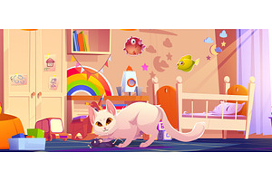 White cat caught black mouse in, an Object Illustration by art PVP - market