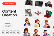 Content Creation 3D Icon Set, a Characters & Person 3D Model by Eklip Studio (Thumbnail 1 of 3)