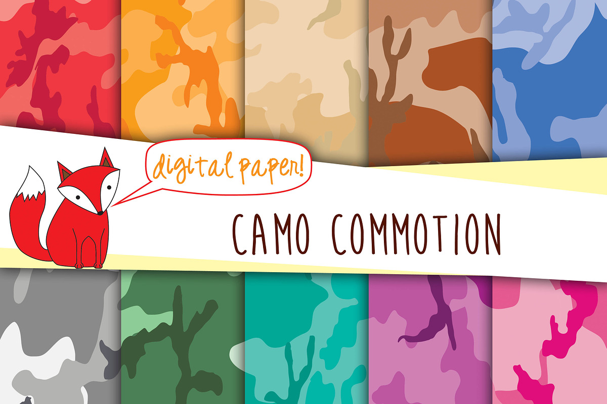 Camouflage Digital Papers, a Graphic by Foxy Digital Paper
