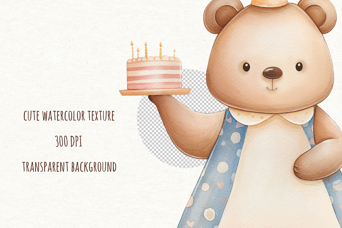 Happy Birthday Watercolor Clipart, an Animal Illustration by ekossa_art (Photo 5 of 6)