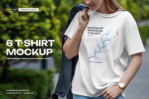 Mockup T-Shirt on a Girl on the Walk, a Shirt Mockup by Grow Design Craft Studio
