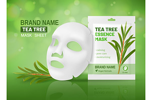 Green tea face cosmetic sheet, a Healthcare Illustration by Vector Tradition