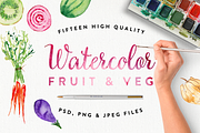 Watercolour Fruit & Veg, an Illustration by Susan Brand Design (Thumbnail 1 of 3)