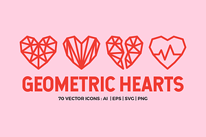 70 Geometric Hearts Logo