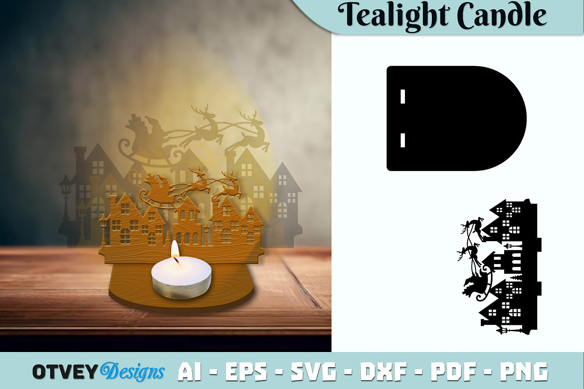 Christmas Scene Tealight Candle, a Decorative Illustration by OTVEY DESIGN (Photo 5 of 13)