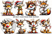 Quirky Christmas Fox Clipart, an Illustration by OK Design (Thumbnail 2 of 6)