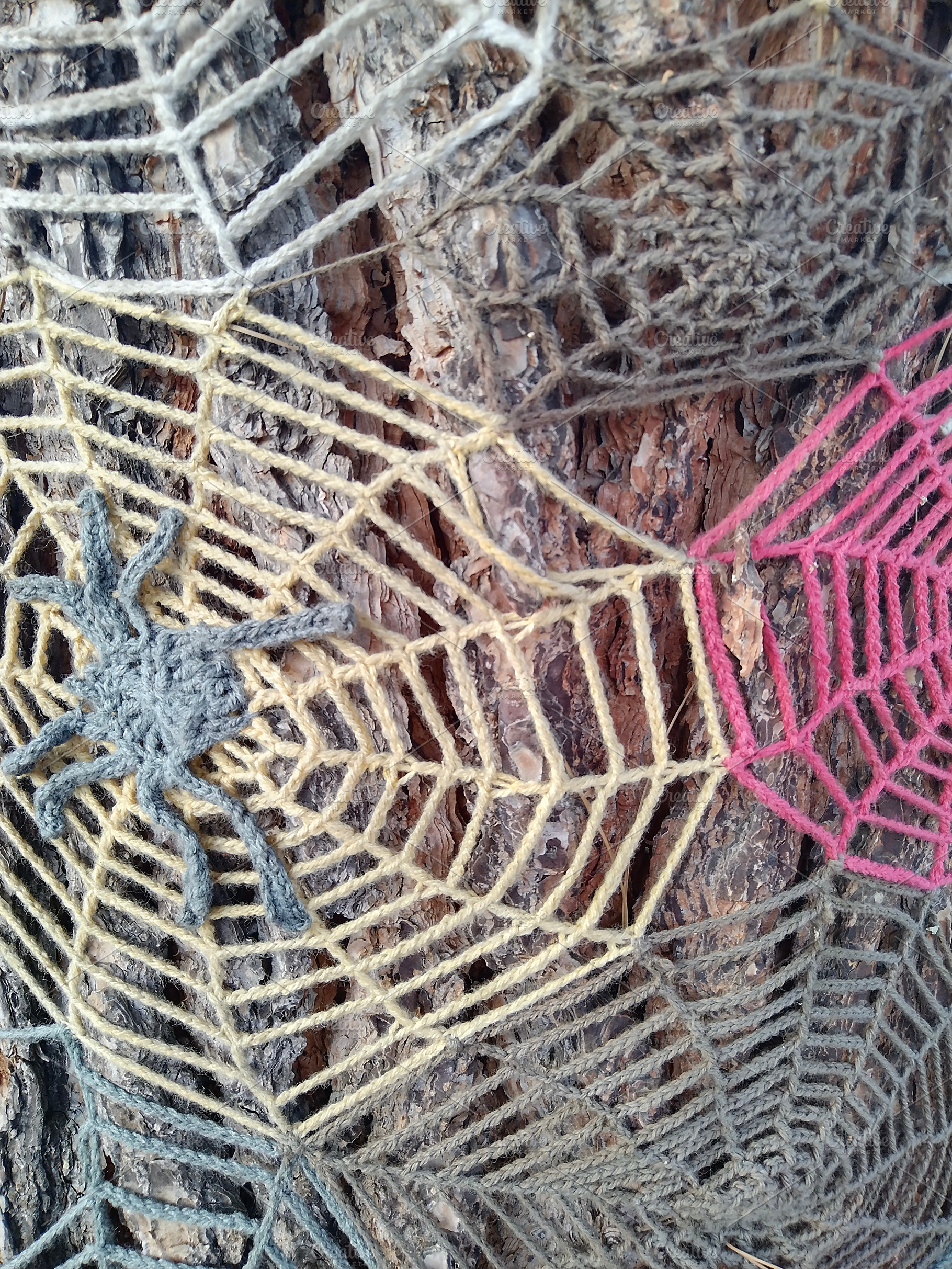 Handcrafted wool spider web installation, an Abstract Photo by DanFLCreativo