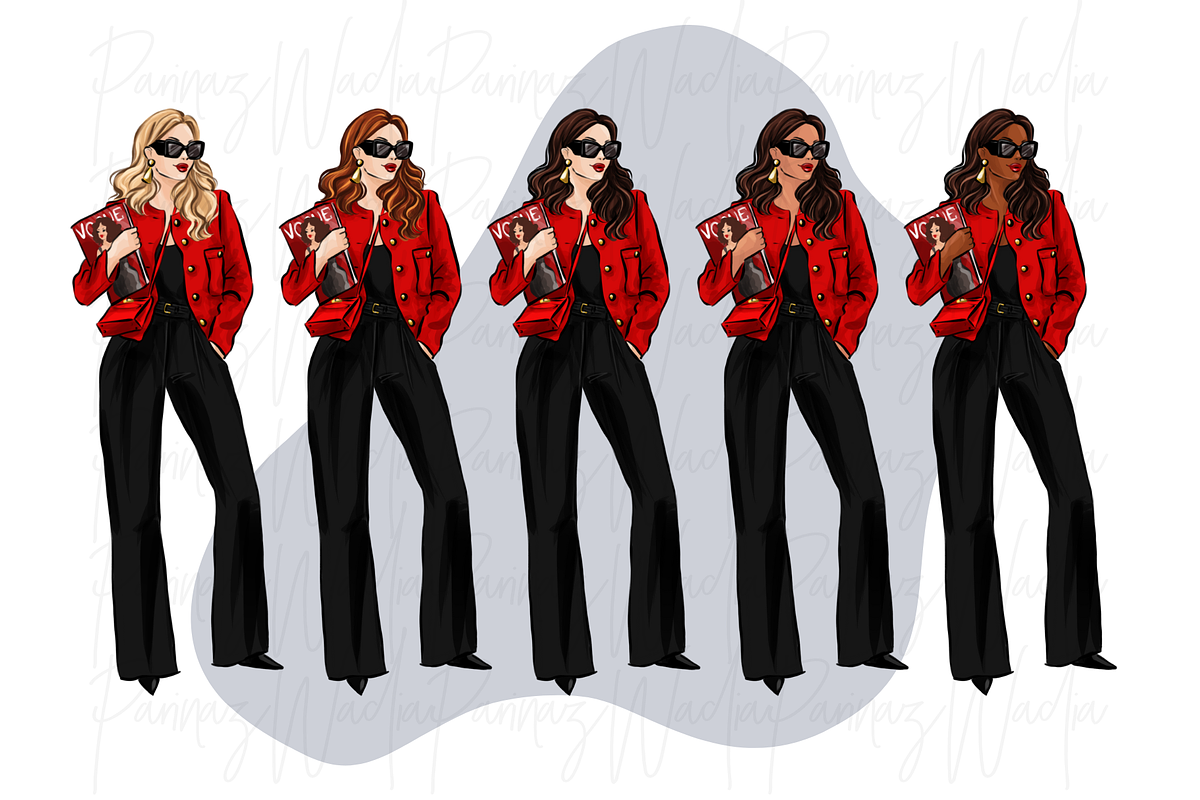 Girls in black, white & red, a Person Illustration by Parinaz Wadia Design (Photo 4 of 10)