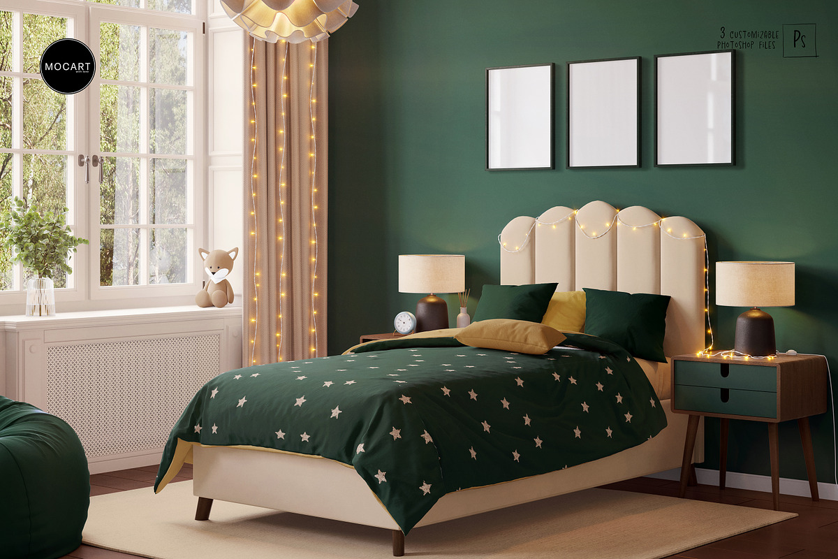 Kids Bedroom Wallpaper, Bedding v2, a Household Mockup by Mocart (Photo 6 of 10)