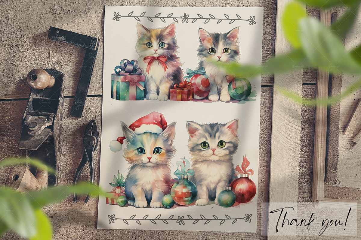 Watercolor Christmas Cats | Kittens, an Illustration by Dazzling Art Boutique (Photo 10 of 10)