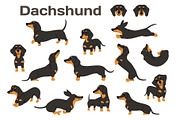 Dachshund vector illustration set, an Illustration by faitotoro (Thumbnail 1 of 3)