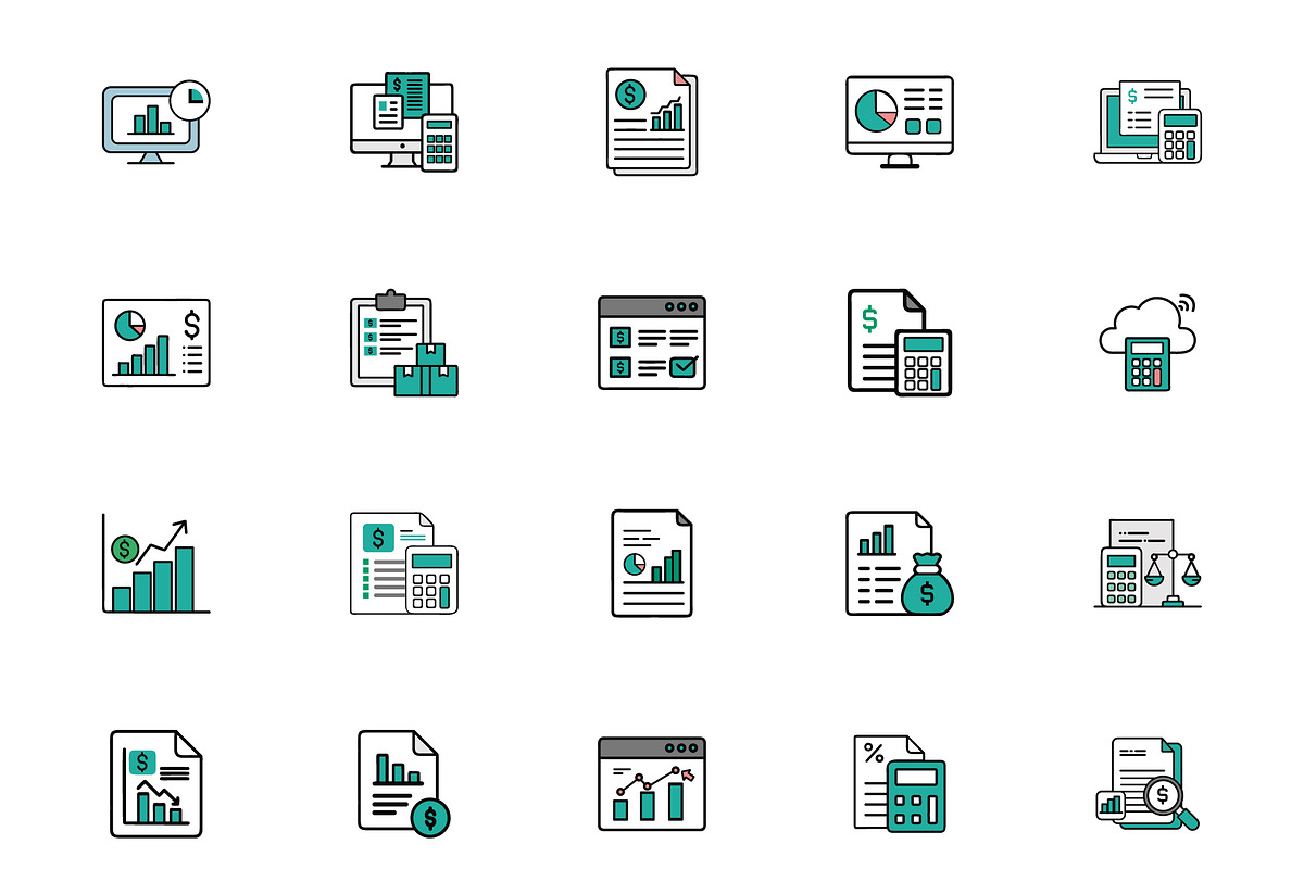 Accounting Software Icon Set