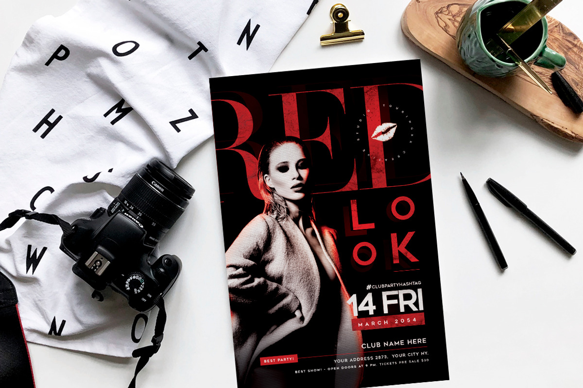 Red Look Flyer + Instagram Post, a Flyer Template by Touringxx Creative Studio (Photo 2 of 3)