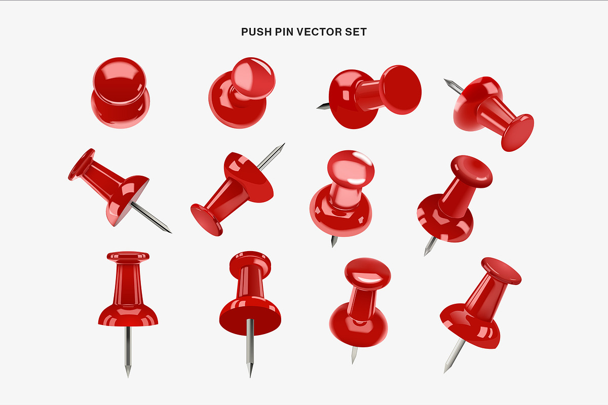 Push Pin Vector Illustration Set, an Object Graphic by DesignerCandies (Photo 2 of 6)