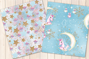 Christmas Unicorn Seamless Patterns