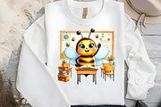 Watercolor Back to School Bee Clipar, an Animal Illustration by DreamCafeArt (Thumbnail 4 of 5)