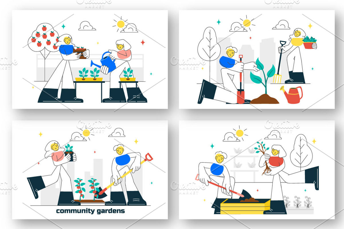 10 Community Garden Illustration, a Person Illustration by denayunebgt (Photo 2 of 4)