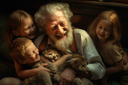 portrait of happy senior family with, a Photo by Iftikhar Alam