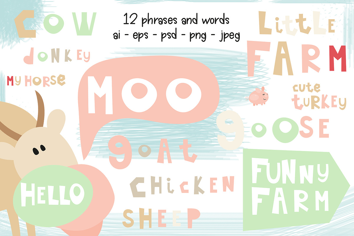 Kids Little Farm clipart & pattern, an Animal Illustration by ELFIVETROV DESIGN (Photo 5 of 7)