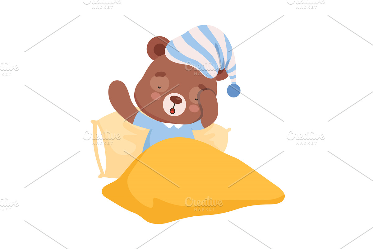 Sleepy Bear Character Yawning, an Animal Illustration by TopVectors
