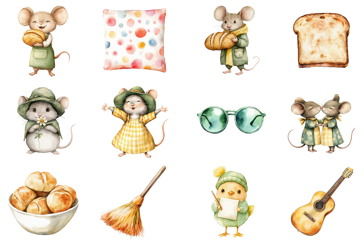 Mouse Watercolor Clipart Bundle, an Illustration by CitraGraphics (Photo 5 of 5)