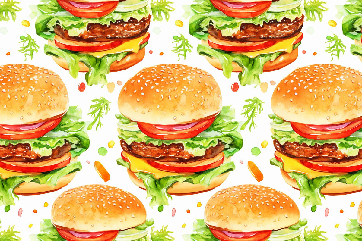 Burger pattern, a Pattern Graphic by AlexandraTret (Photo 2 of 3)