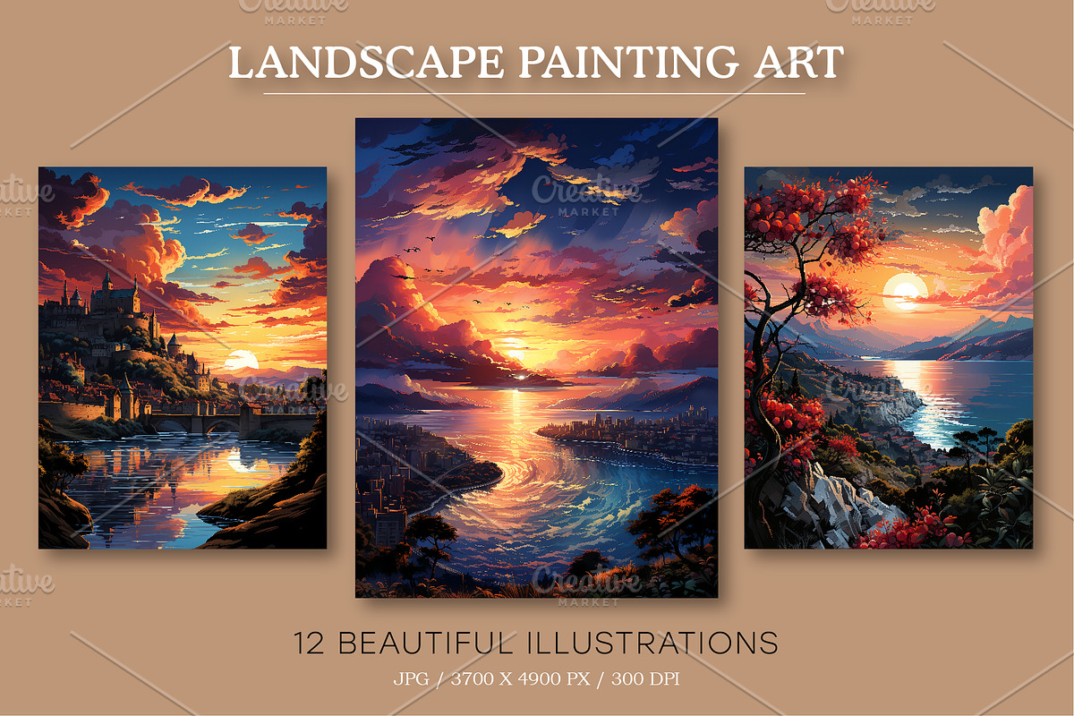 Landscape Painting Art 02. Wall Art., a Decorative Illustration by KENO Mascots (Photo 1 of 8)