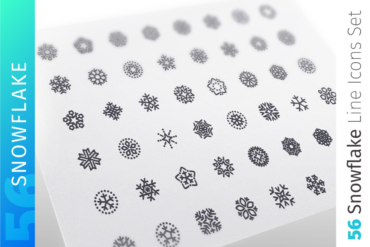 Snowflake Line Icons Set, an Outline Icon by Voysla's Shop (Photo 1 of 4)