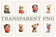Valentine cat and dog clipart bundle, an Illustration by Designworld (Thumbnail 2 of 10)