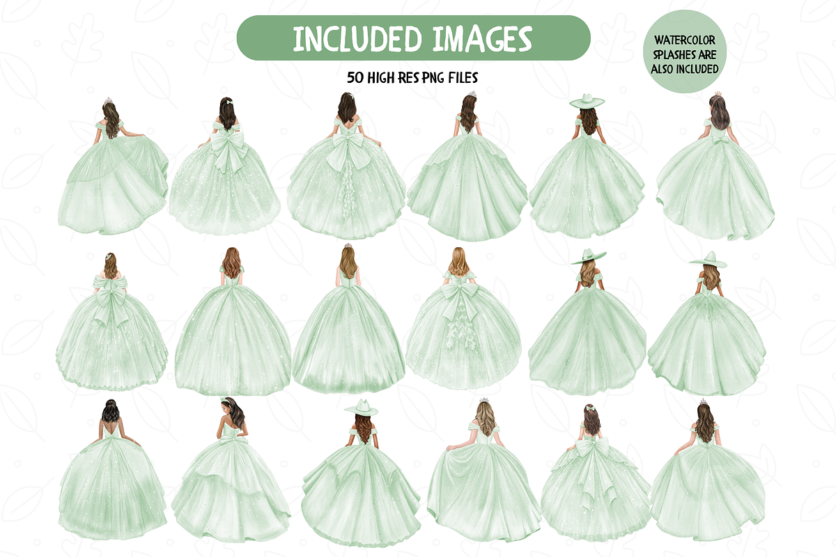 Sage Green Quinceanera Clipart, an Illustration by TatiMockup (Photo 2 of 6)