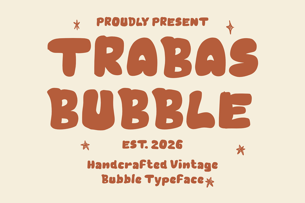 Trabas Bubble Vintage Display Font, a Sans Serif Font by mesuka (Photo 1 of 5)